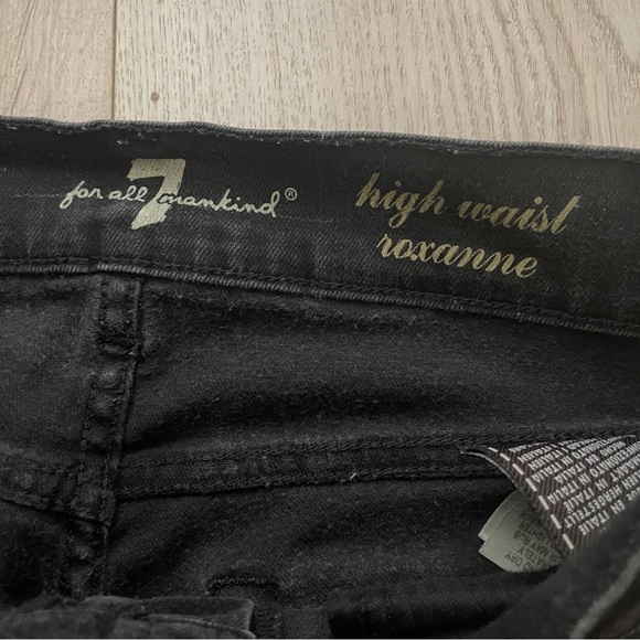 7 For All Mankind Black High Rise Jeans Size 25 Made In Italy - Picture 7 of 13